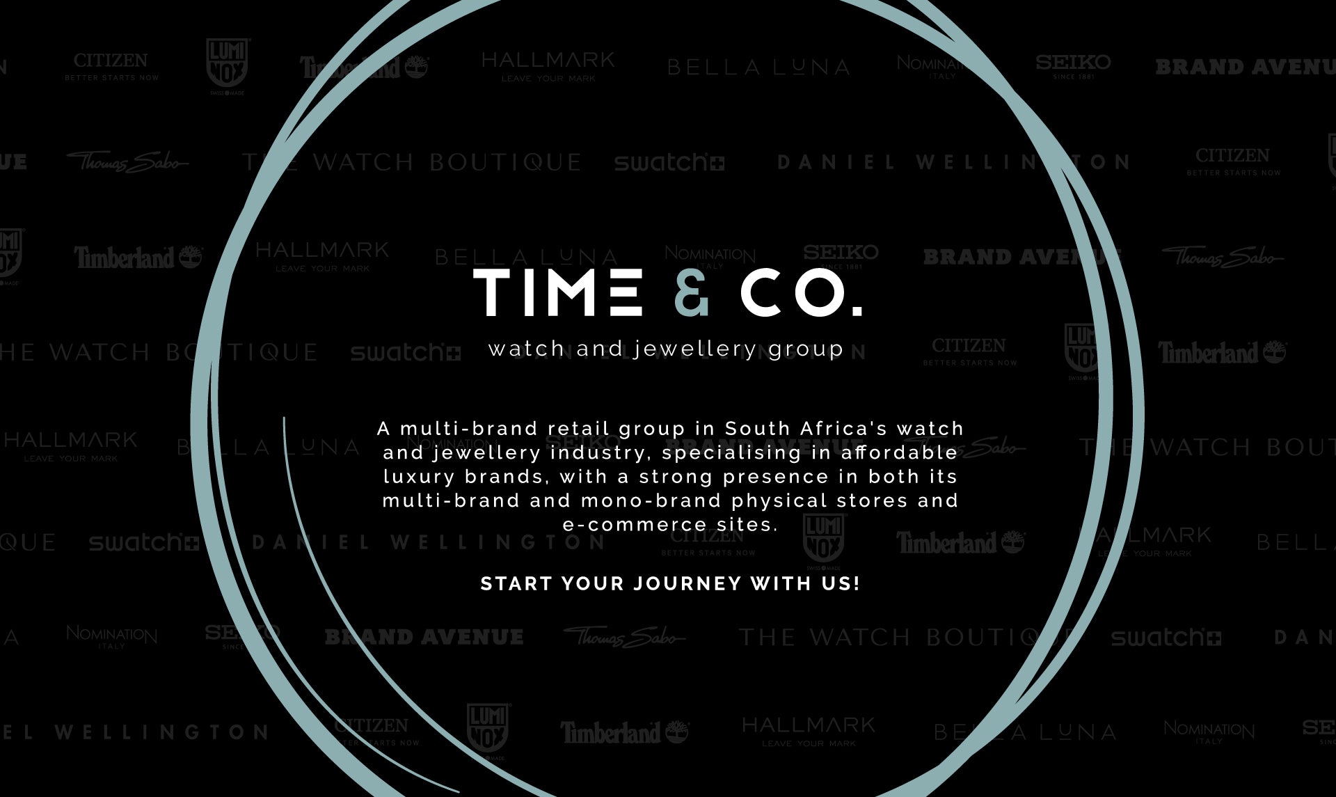 Time & Co. logo for a South African watch and jewelry retail group offering luxury brands and e-commerce services.